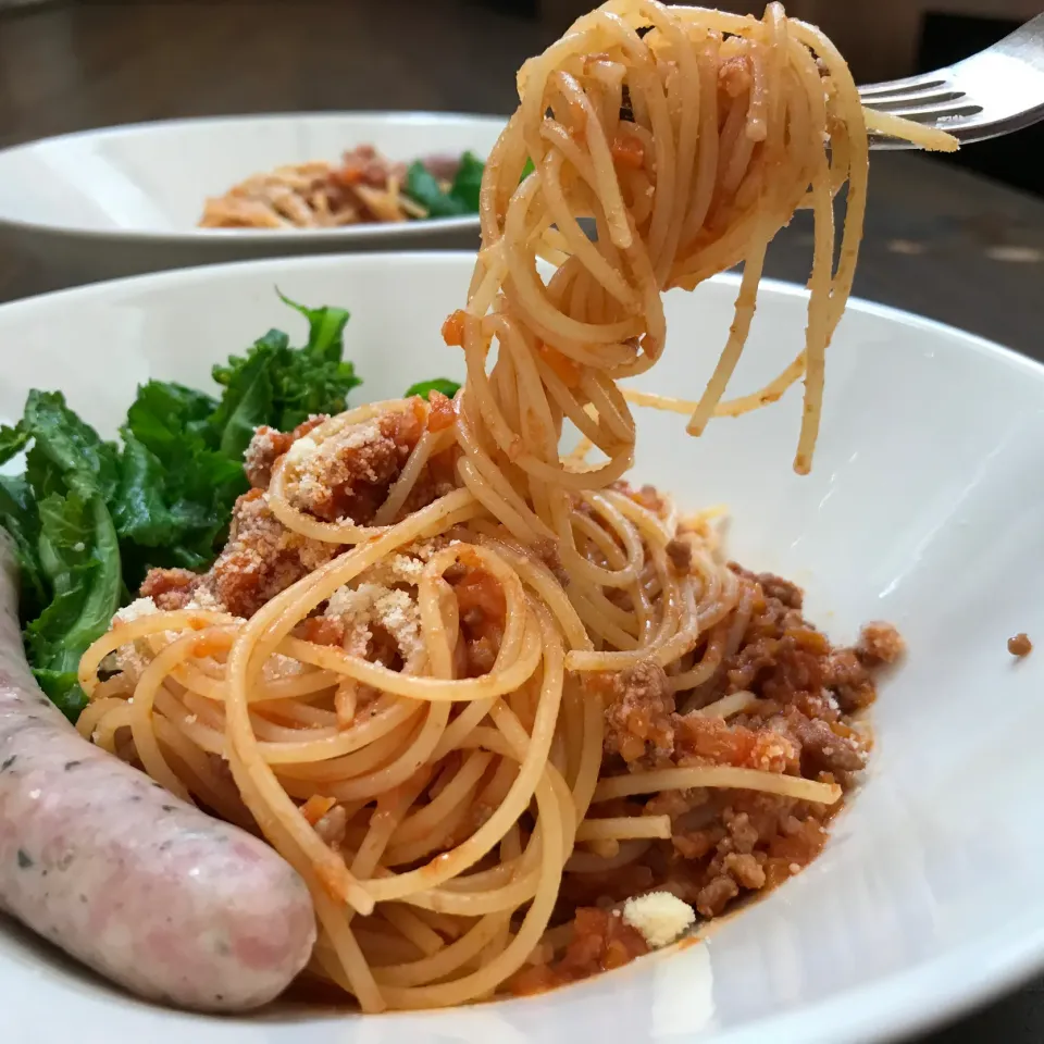 Snapdishの料理写真:ポロネーゼ🍝菜の花とソーセージを添えて|koji toyodaさん