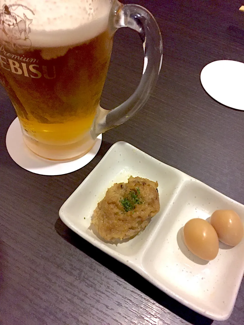 Snapdishの料理写真:焼鳥屋さん🍀ビール🍺とお通し|おかちさん