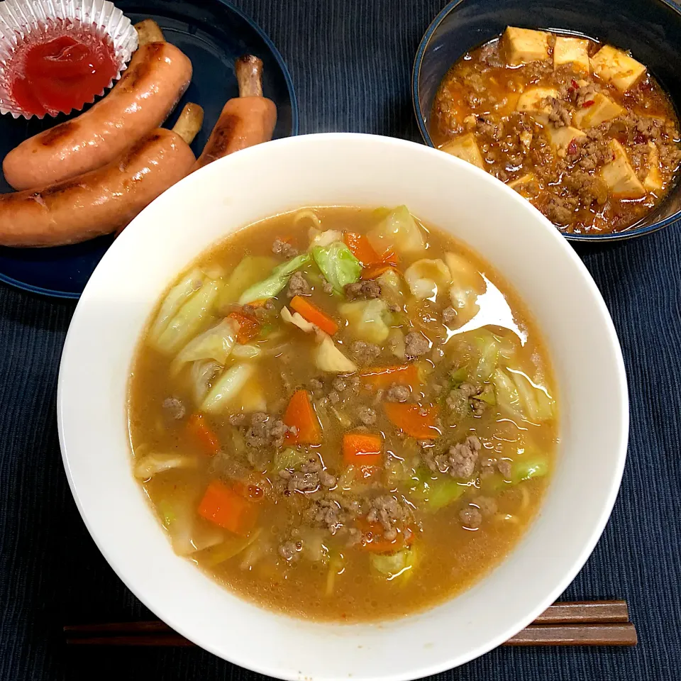 味噌ラーメン＆麻婆豆腐|ごんこさん