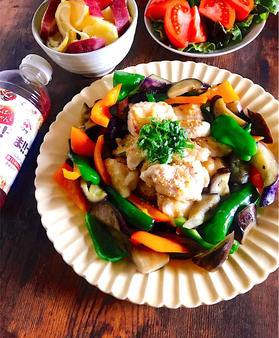 鶏胸肉のこれうま炒め&彩り野菜の柔らかマリネ風 #これうまつゆひろめ隊|とんちんさん