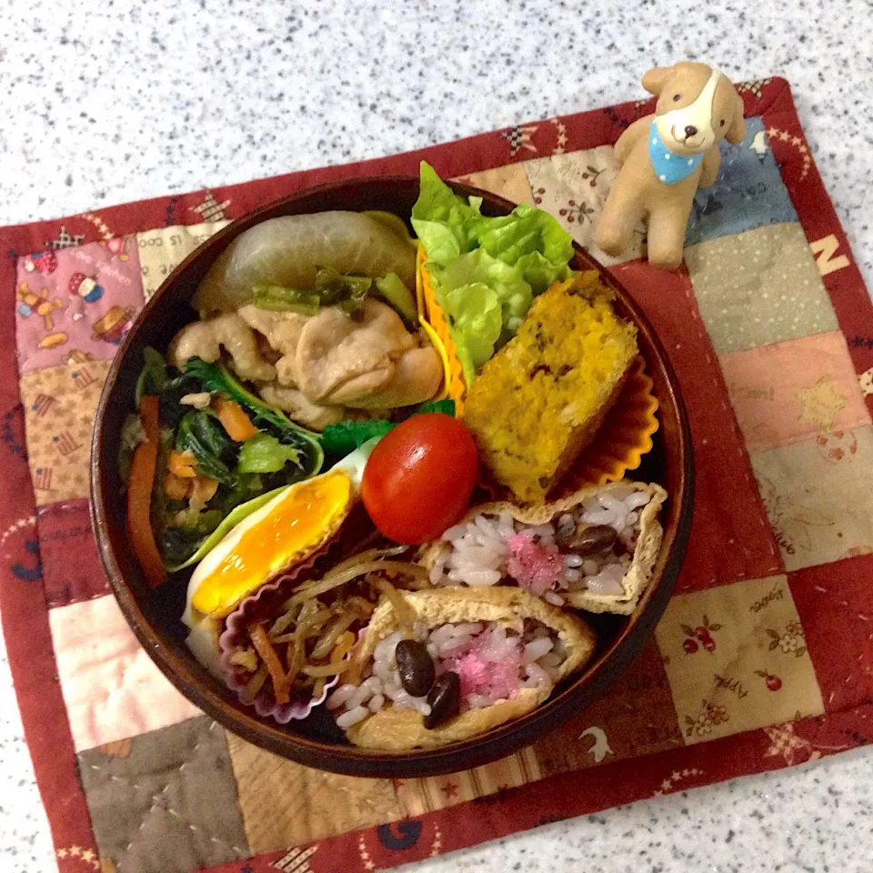 Snapdishの料理写真:今日のお弁当😊 #わっぱ弁当  #丸弁当  #夫弁当  #地味弁当|naonaomimichanさん