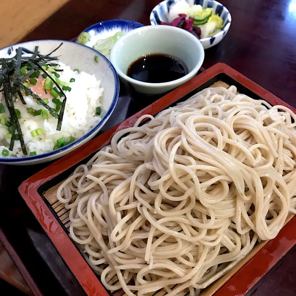 もりそば＋温玉ご飯セット@相馬屋(月島)|塩豚骨さん