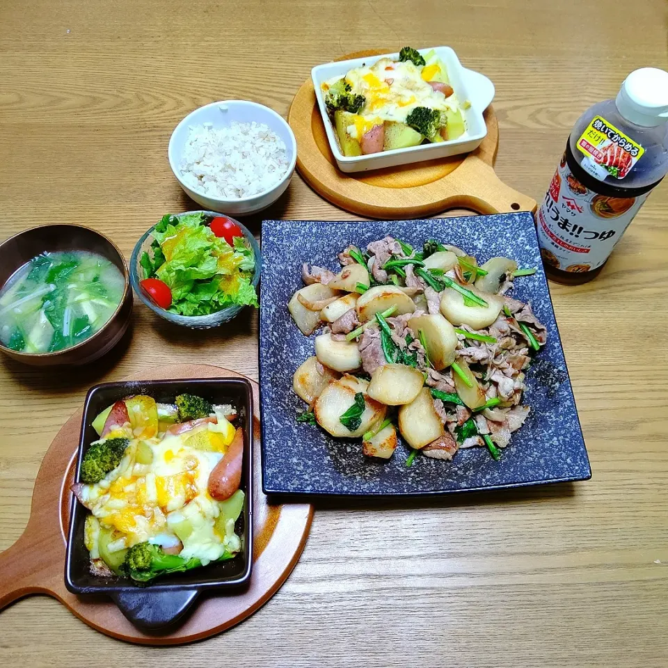 『かぶと豚肉の炒め物 じゃがいものチーズ焼き』|seri-chanさん