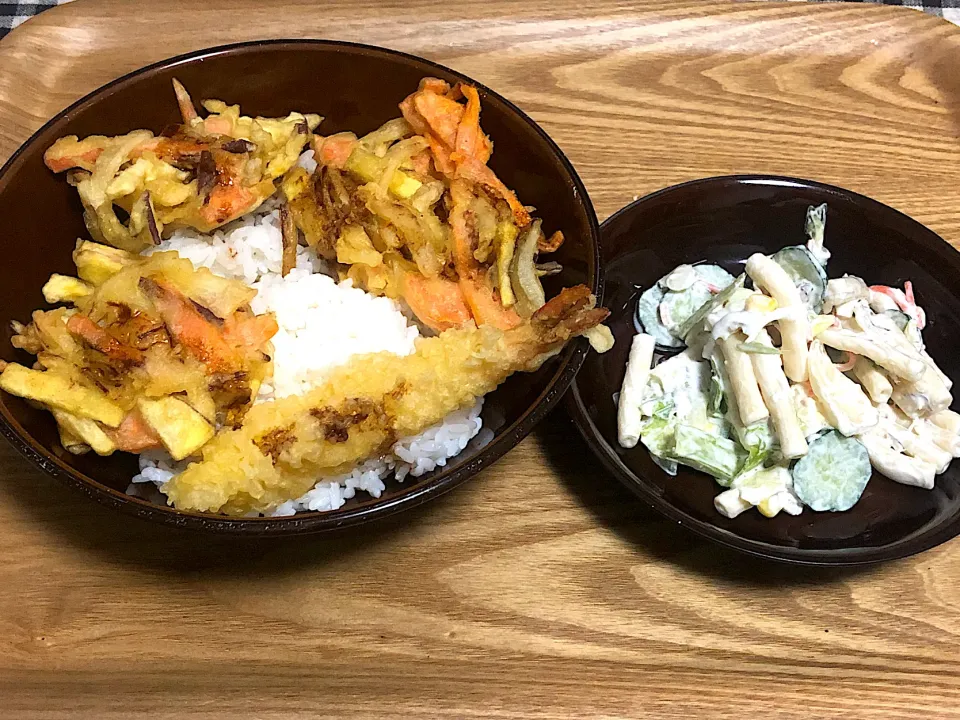 ☆かき揚げ･えび天丼 ☆マカロニサラダ|まぁたんさん