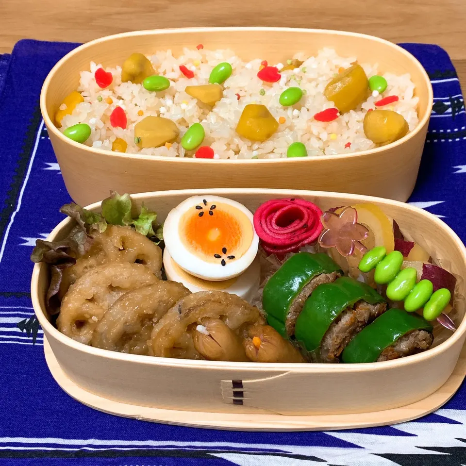 旦那の弁当2 栗ご飯弁当にしました^ ^|ヤマネコさん