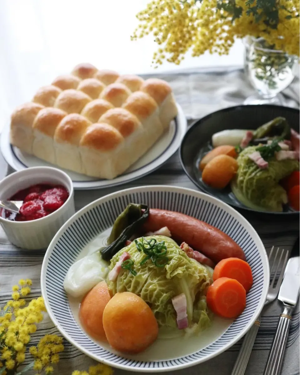 サボイキャベツのポトフとちぎりパン|アシュママさん