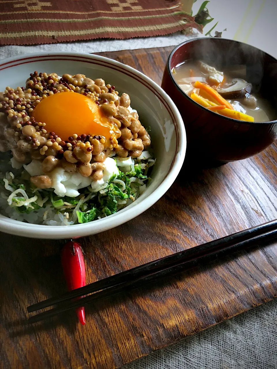 出汁なしで味噌汁♪納豆ごはん|ちーちさん