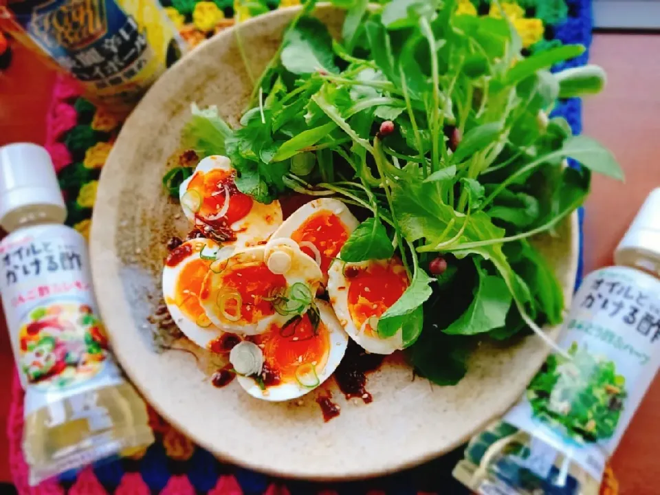 Snapdishの料理写真:おねこさんの料理 ビール用🍺中華風ピリ辛おつまみたまごレシピ|Naomi Furuyaさん