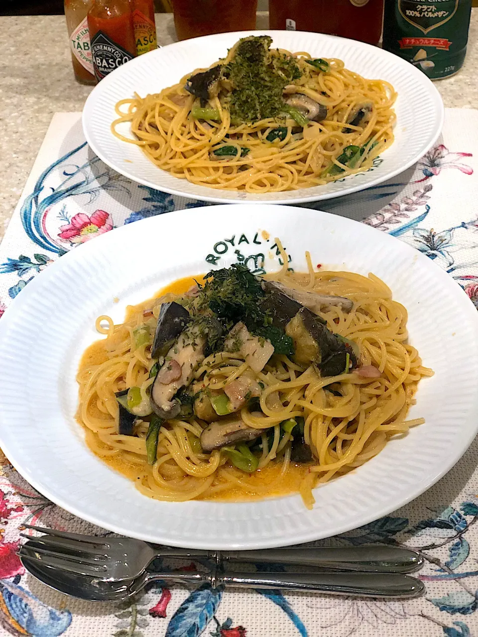 揚げナスとベーコンの和風クリームパスタ🍝！|Mayumiさん