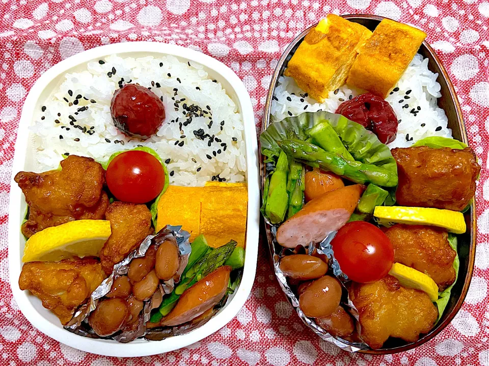 Snapdishの料理写真:夫弁当🍱🍱唐揚げ🍗|ナナさん