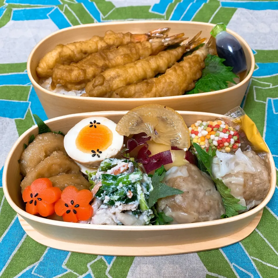 旦那のお弁当1 海老天丼弁当にしました^ ^|ヤマネコさん