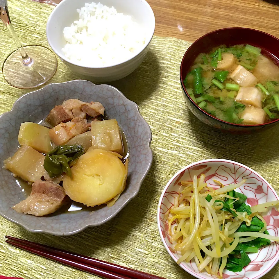 2020/03/02 圧力鍋で豚角煮&根菜煮、モヤシのカレーナムル|kykyさん