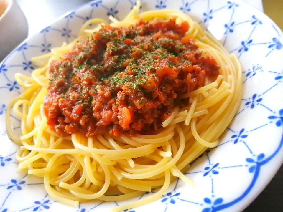 手作りミートソーススパゲティ😋|チーズさん