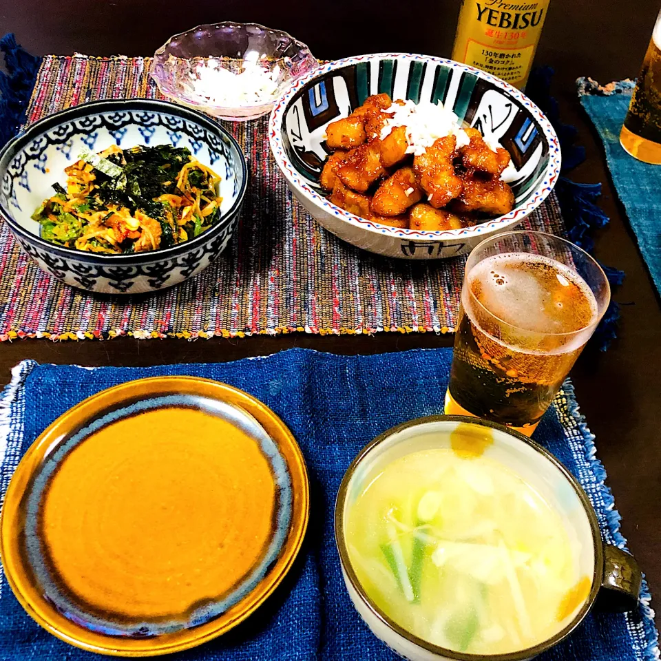 Snapdishの料理写真:黒酢の酢豚と昨日のナムルアレンジサラダ|moricreampannaさん