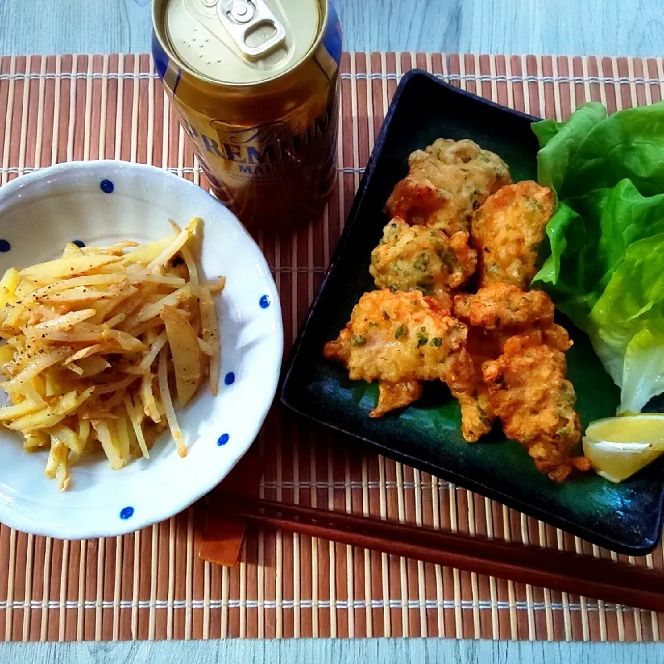 味噌とり天とシャキシャキ新じゃがともやしのカレーナムル|真希さん