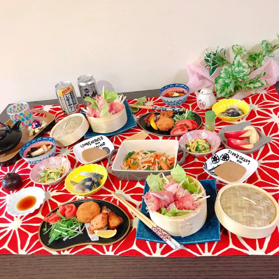 Snapdishの料理写真:おうちごはん / 蒸籠蒸し定食|ぷらっとさん