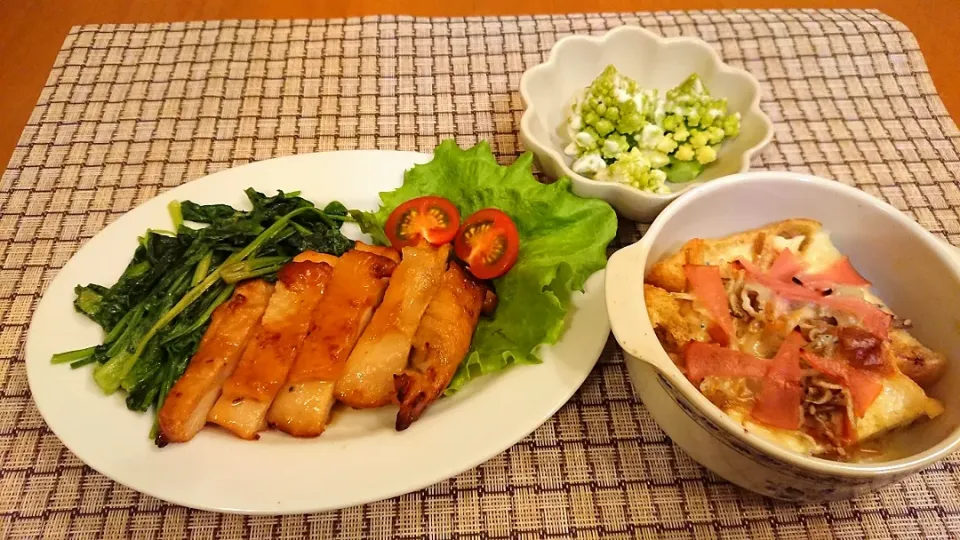 ☆照り焼きチキン
☆揚げチーズ焼き
☆ロマネスコマヨネーズ和え|chikakoさん