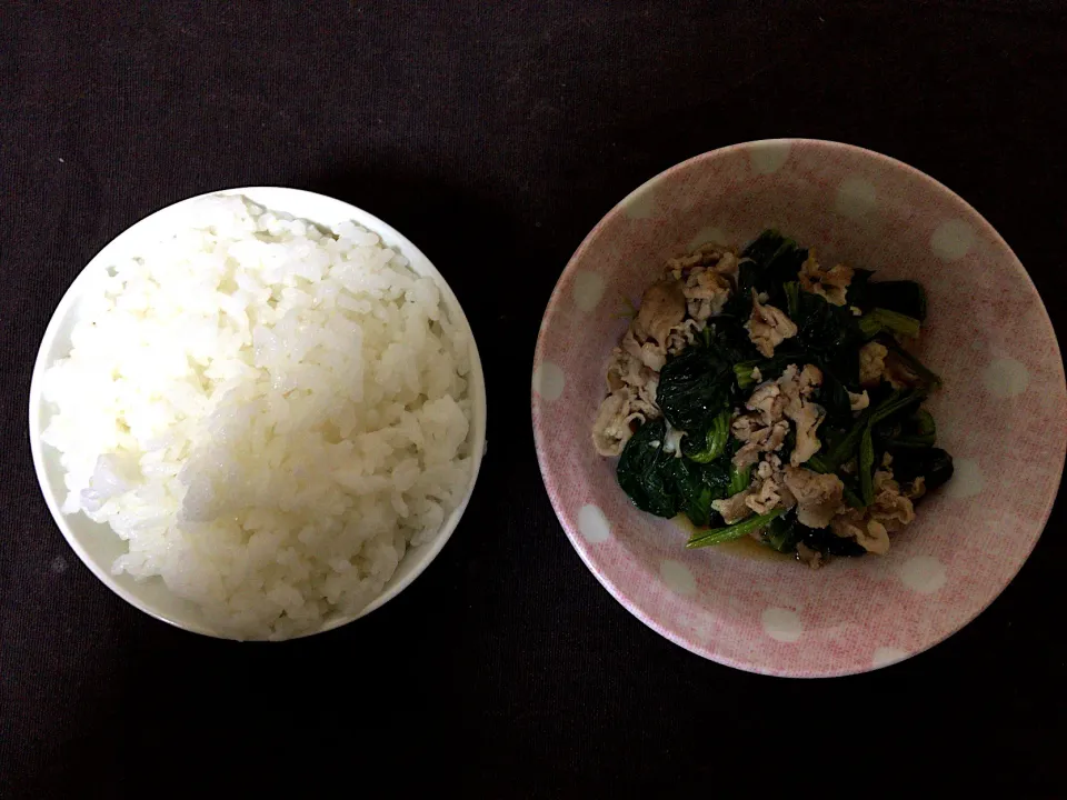 豚肉小松菜炒め(ハーフ)ご飯|ばーさんさん