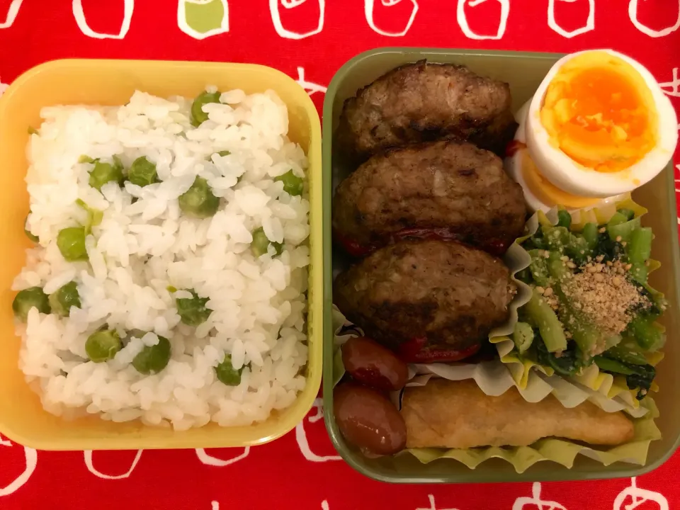 ハンバーグ＆グリンピースごはん弁当|freeさん