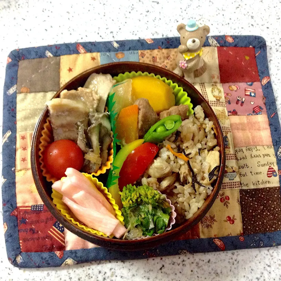 今日のお弁当😊 #わっぱ弁当  #丸弁当  #夫弁当  #地味弁当|naonaomimichanさん