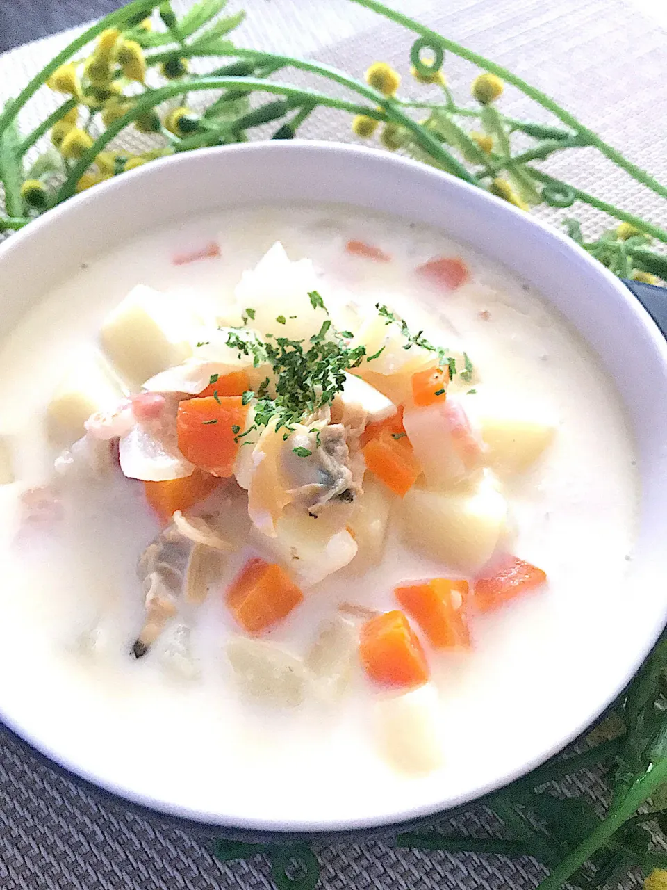 徳之島の新じゃが 第2弾‼️豆乳のクラムチャウダー😊😊😊|🌺🌺Foodie🌺🌺さん