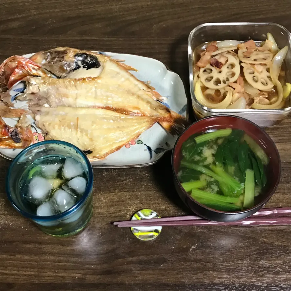 夕ご飯〜金目鯛の干物で晩酌しながら(^^)|perfuさん