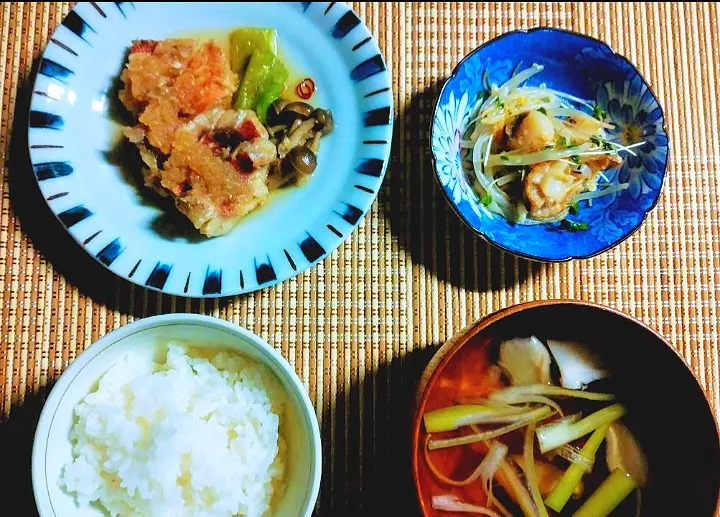 赤魚のおろし煮
ホタテサラダ
ネギとしいたけのスープ|Saorinさん