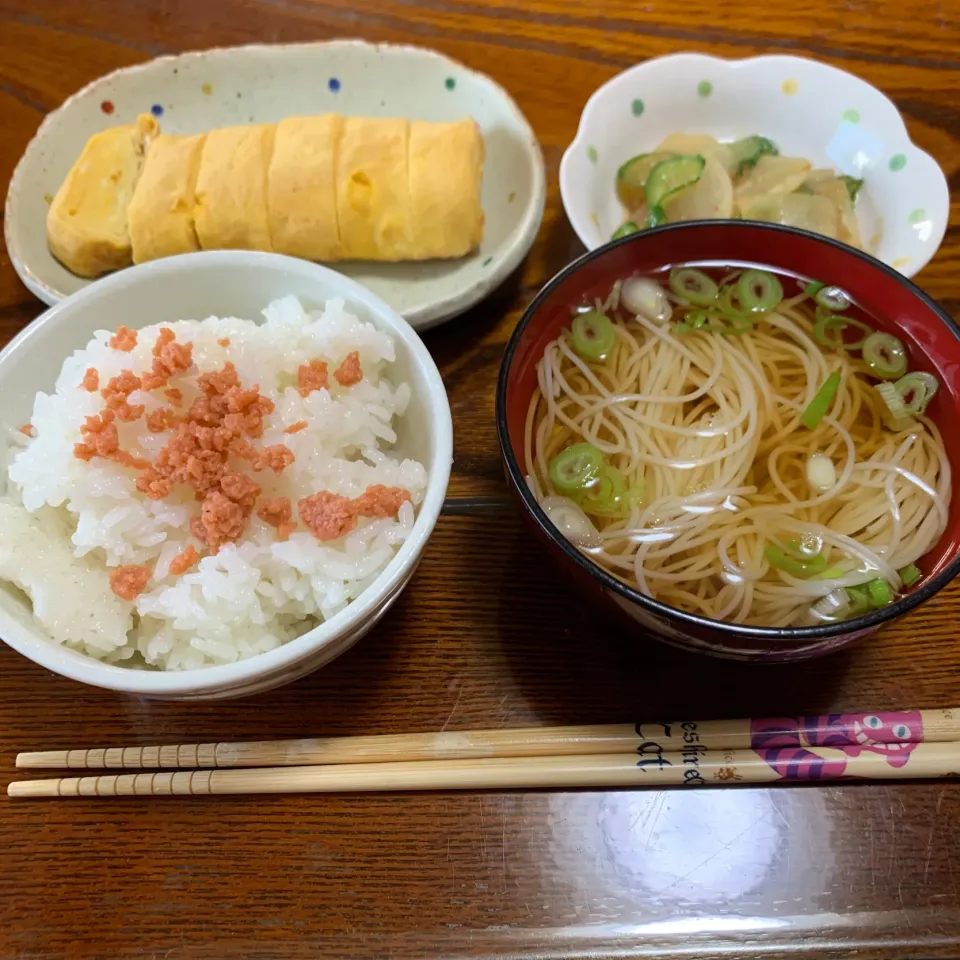 煮麺・玉子焼き・大根とキュウリの和え物|sayaさん