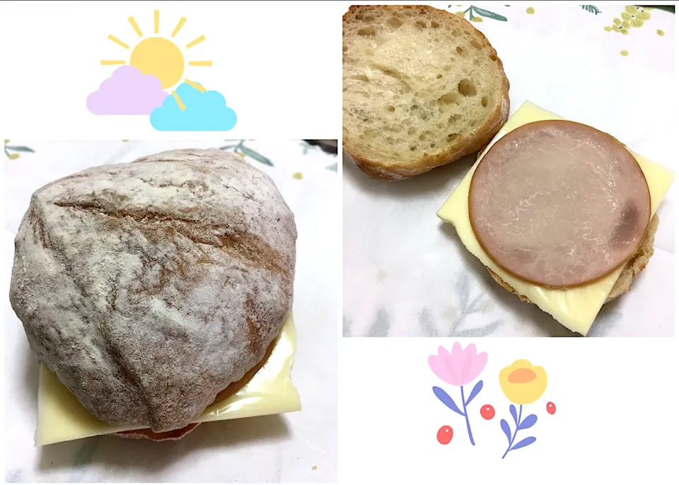 Snapdishの料理写真:ハムチーズサンド|こいちさん