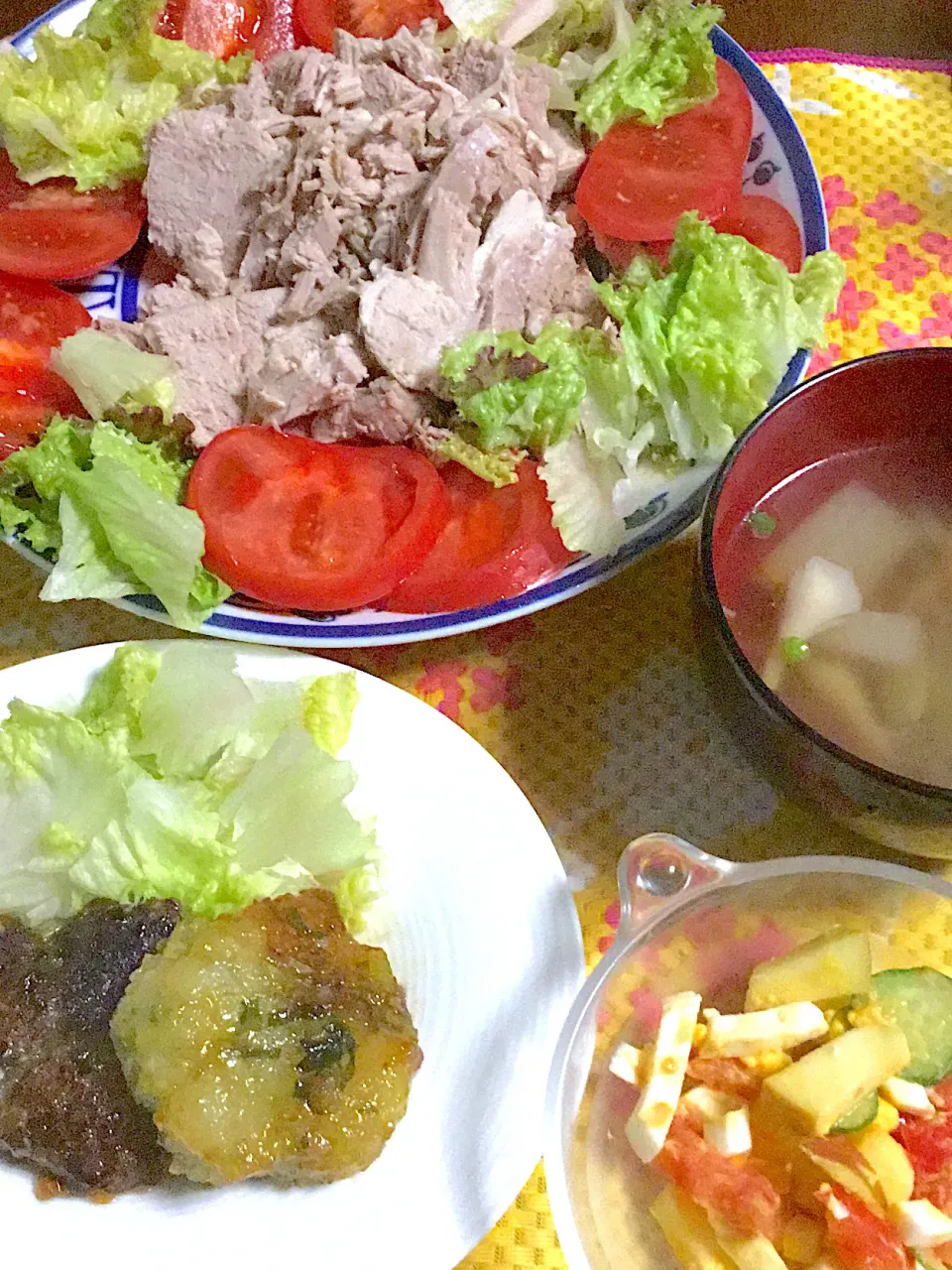 茹で豚　大根餅　サラダ🥗　スープ|掛谷節子さん