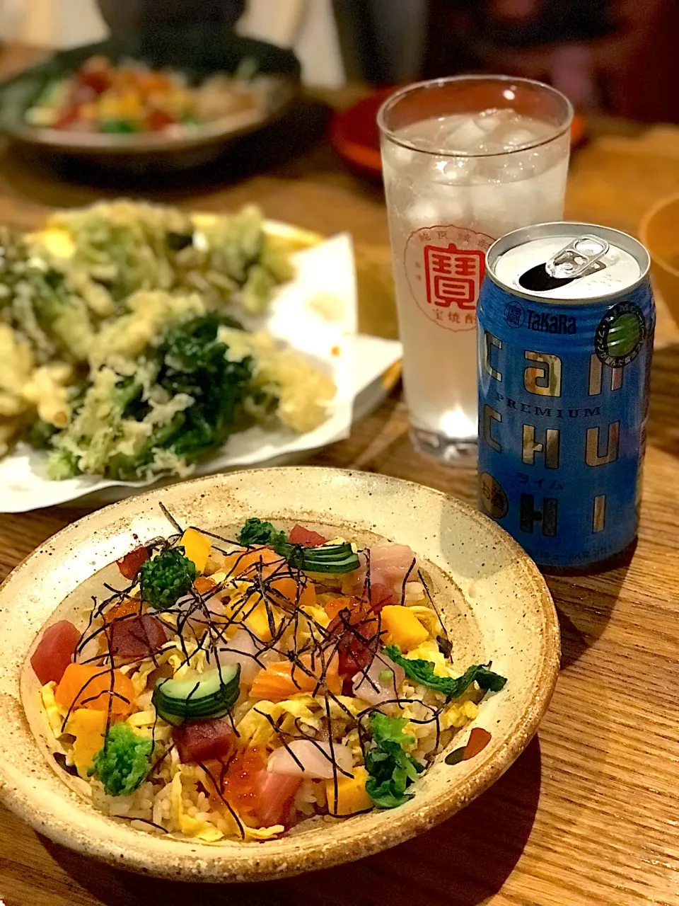 ひな祭りちらし寿司と山菜天ぷらで乾杯🍻|まーさん