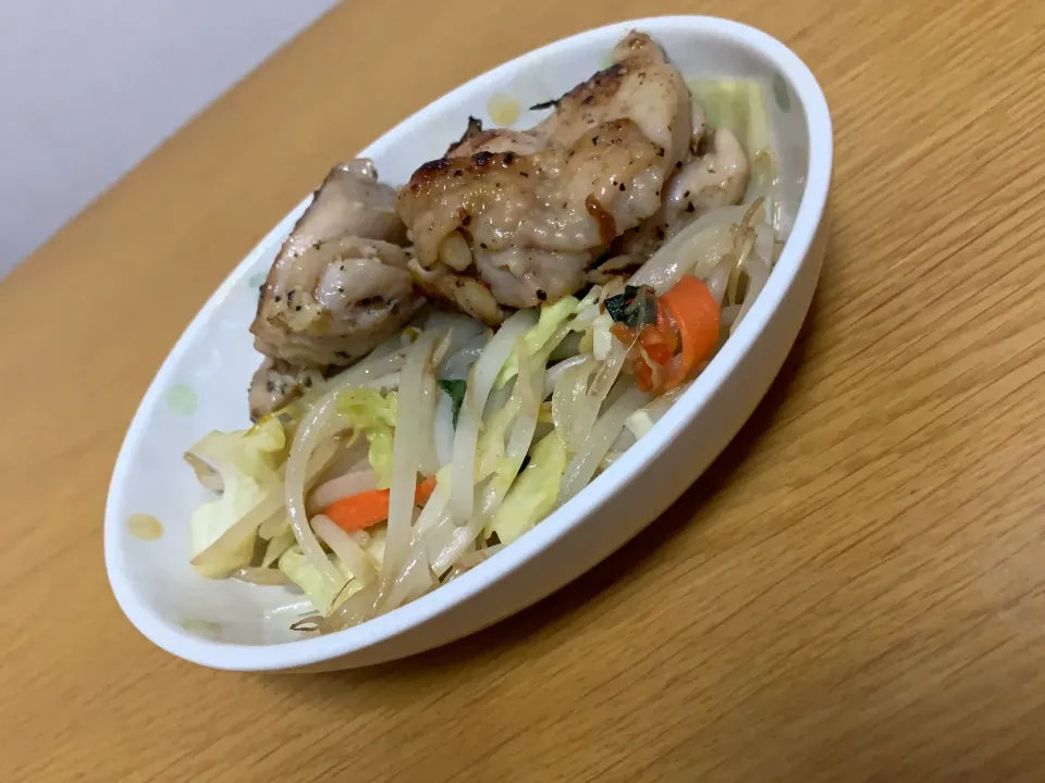 野菜炒め&鶏肉のペッパー焼き|なーさん