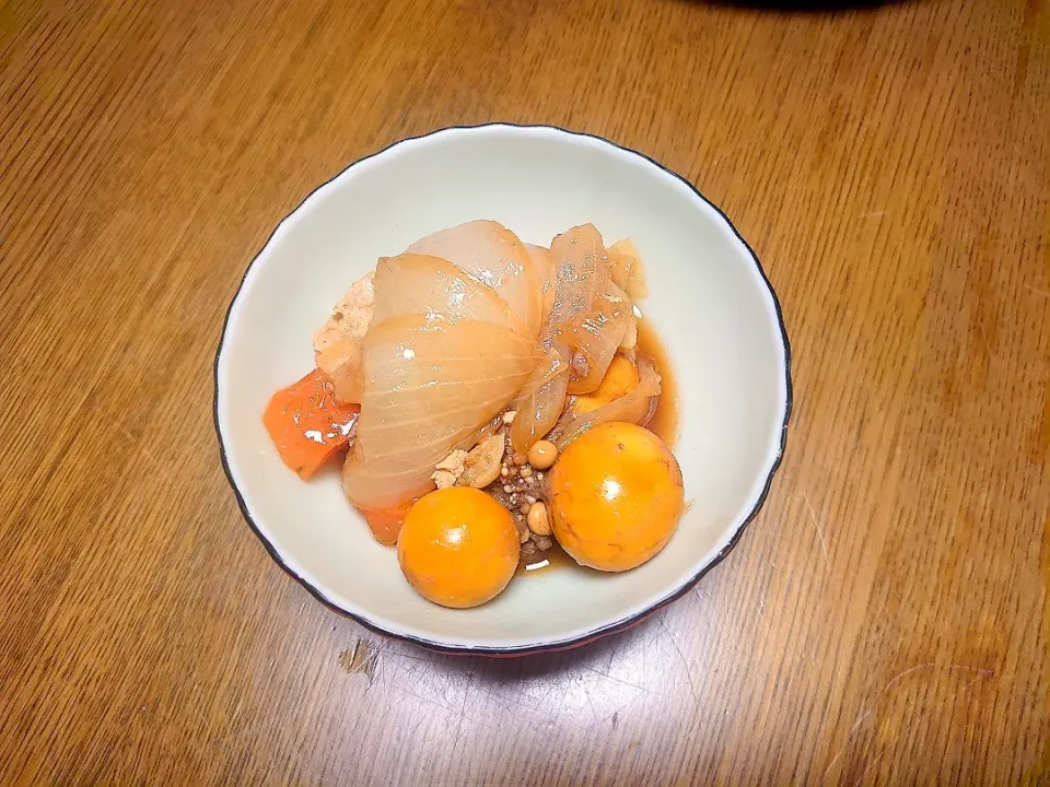 鳥きんかん、新玉ねぎ煮物|Akiko Nakamotoさん