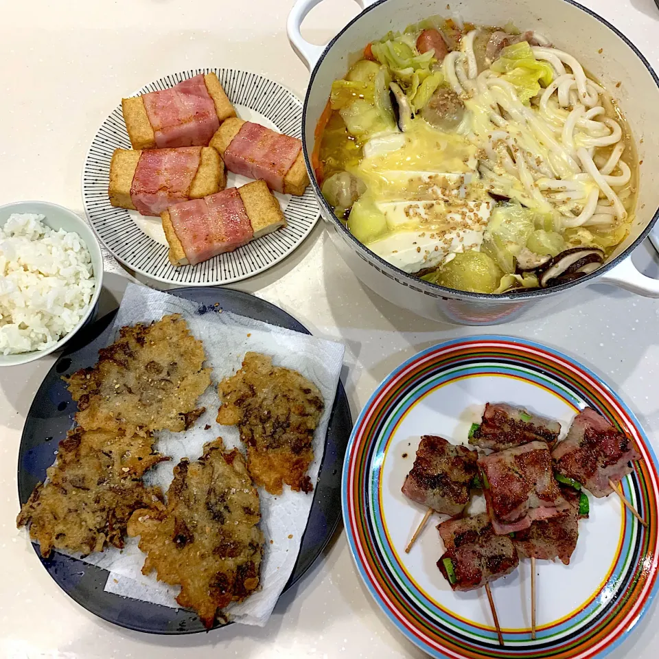 トリュフ香るチーズ鍋☆舞茸の天ぷら☆アスパラベーコン☆厚揚げベーコン|とまこ(*^o^*)さん