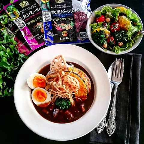 「スパイスカフェ　欧風ビーフカレー」を使ってみたSnapdishの料理・レシピ写真:お肉がゴロゴロ~な丸大食品さんのスパイスカフェ欧風ビーフカレー💕