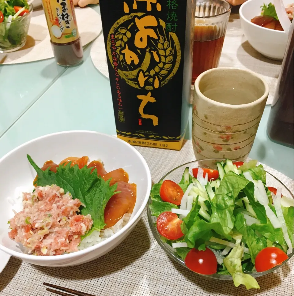 三浦の鮪で漬け＆ネギすき身丼♪|ぐぅさん