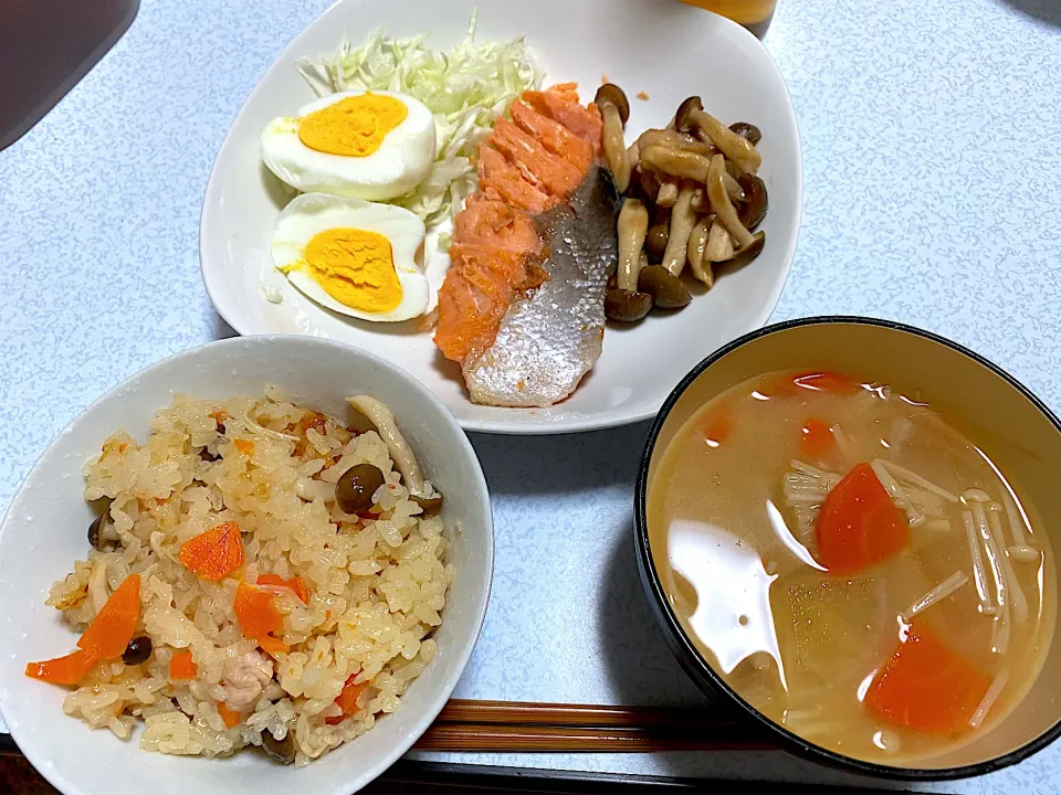 酒の塩焼き　鳥としめじの炊き込みご飯|はらさん