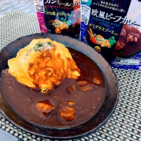 「スパイスカフェ　欧風ビーフカレー」を使ってみたSnapdishの料理・レシピ写真:オムカレー🍛😋