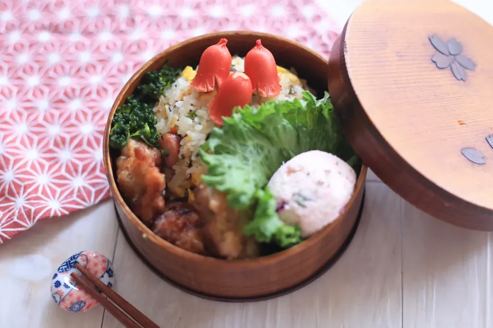 炒飯唐揚げ弁当|ゆいか＊さくママさん