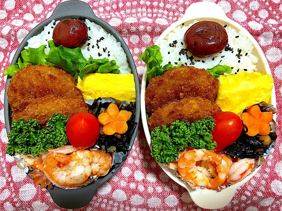 夫弁当🍱🍱メンチカツ✨海老のマヨ炒め💛|ナナさん