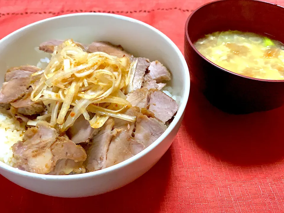 焼豚丼と玉子スープ|もえさん