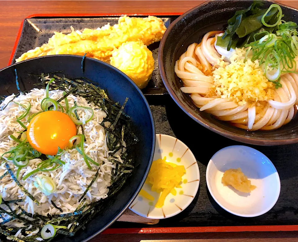 ぶっかけうどん、しらす丼、ちくたま天付き|buhizouさん