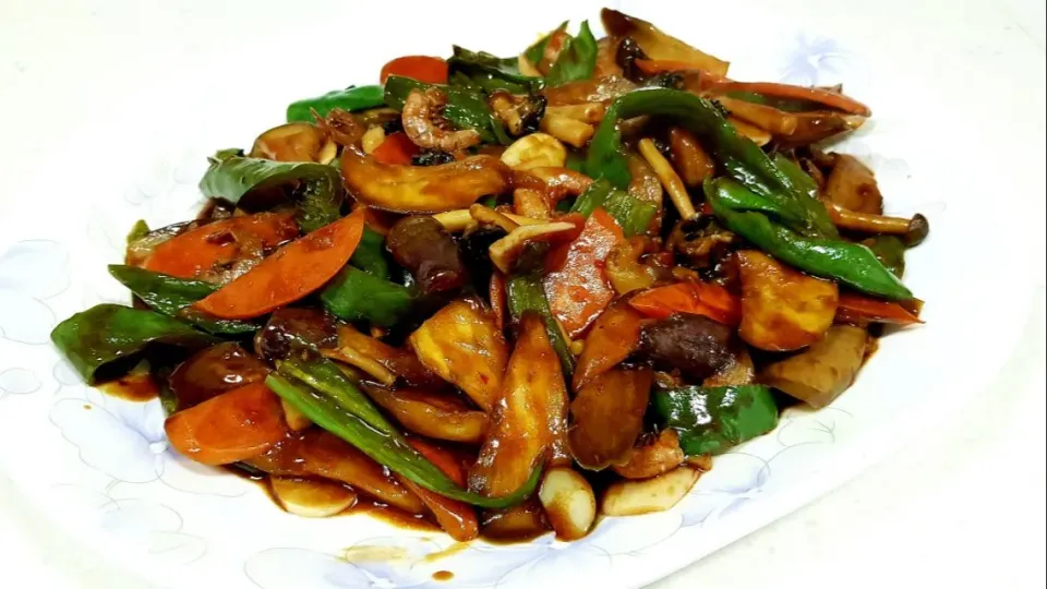 stir-fried vegetables in fermented black bean sauce|steven z.y.さん