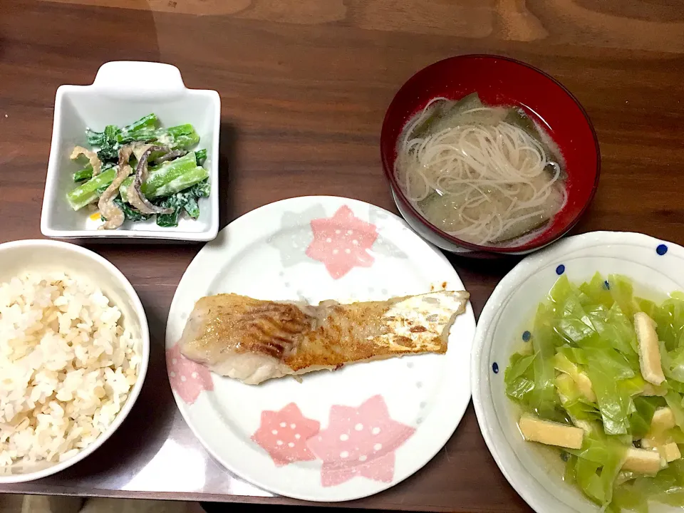 キャベツの煮びたし 鱈のムニエル なすの煮麺 小松菜の白和え|おさむん17さん