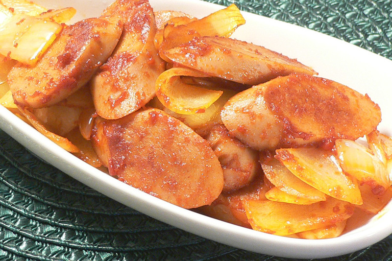 タモさん レシピ 魚肉ソーセージのカレー炒めallabout All About 料理レシピ Snapdish スナップディッシュ Id Xpj8da