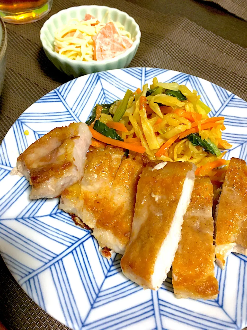 ポークソテー　切り干し大根カレー風味　そうめんサラダ|ちぐあささん