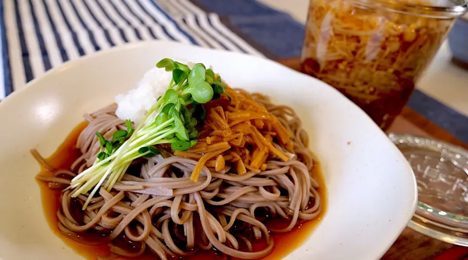 【手作りなめ茸】を使って。なめ茸おろし蕎麦|ヨッチャンさん