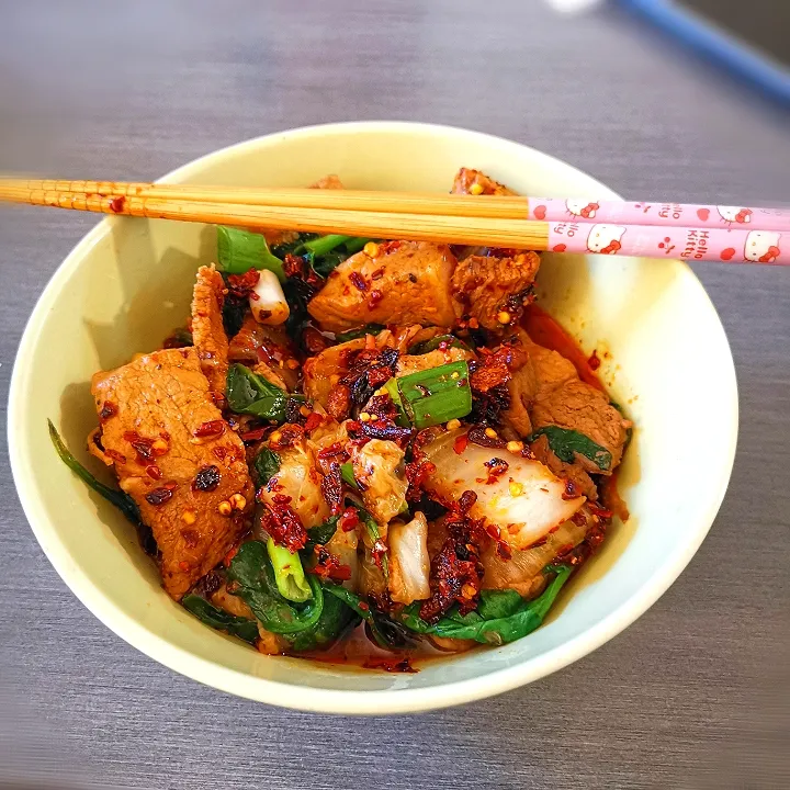 Pork w Napa cabbage and spinach.|Alonsealさん