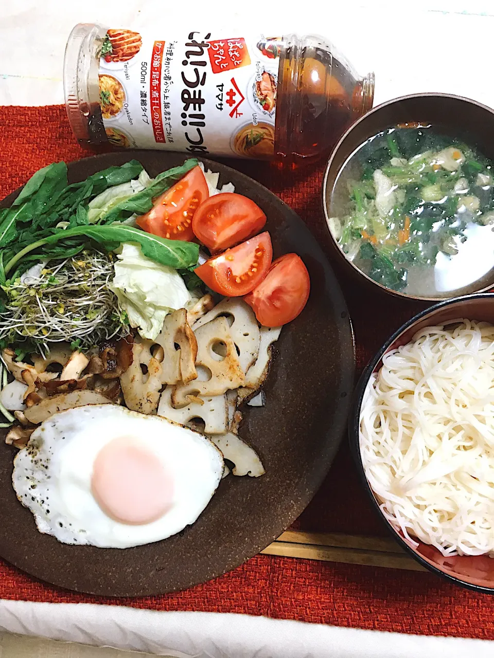 豚肉と蓮根のこれ！うま‼︎つゆ炒め&素麺のランチ|Miyukiさん