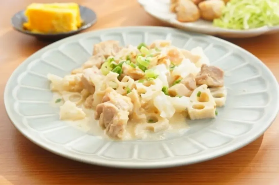 鶏肉と蓮根とこんにゃくのわさびマヨソテー|ちいさなしあわせキッチンさん